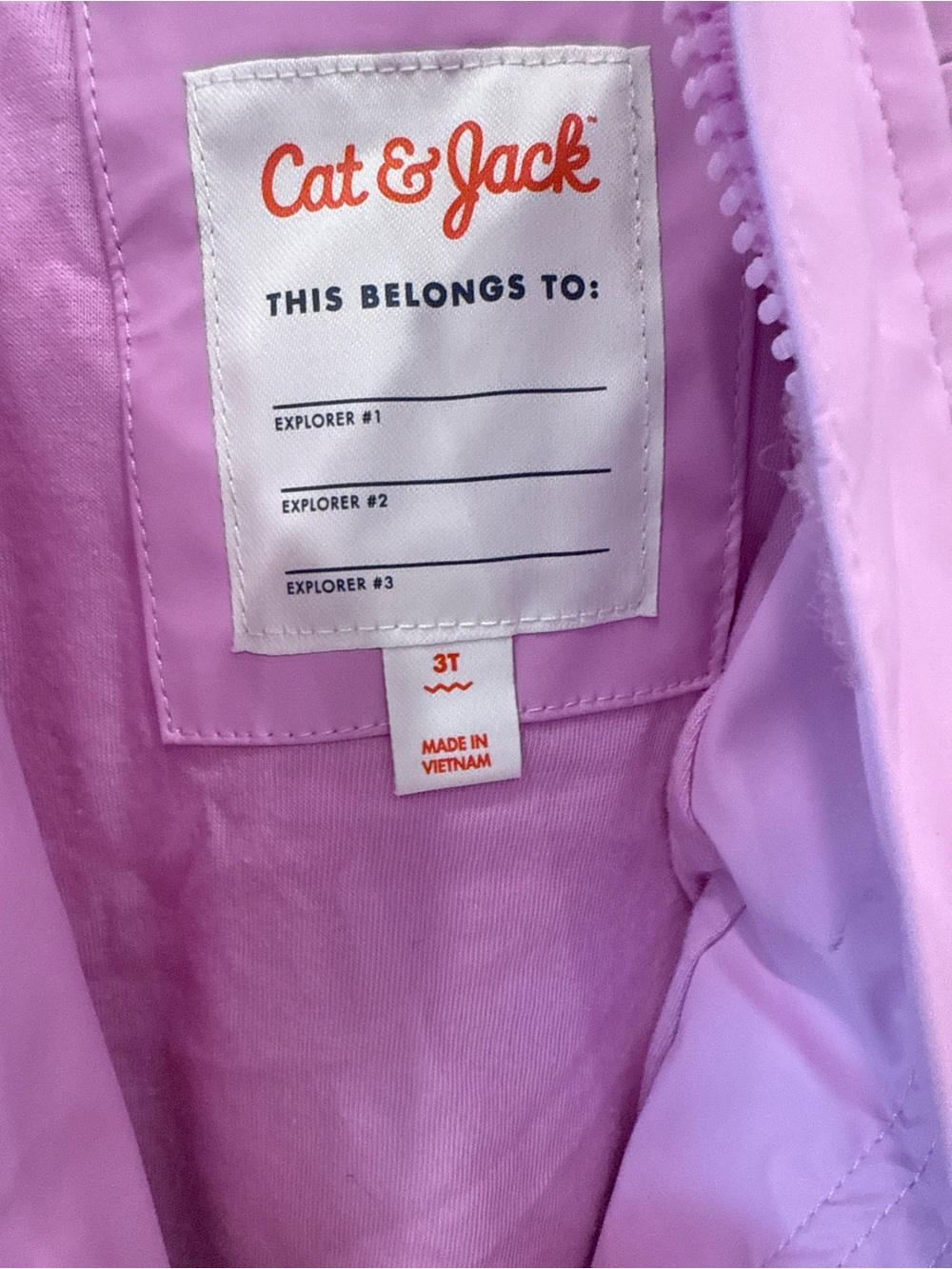 Cat & Jack Girls Pink Hooded Rain Jacket Coat Size 3T Reflective Trim - Picture 3 of 5